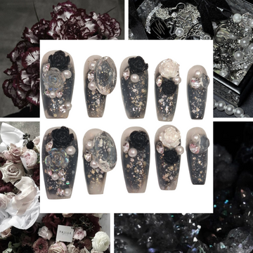 Gothic Bouquet Acrylic Coffin press On Nail - MaYonail Store