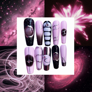 Pink Supernova Acrylic Coffin Press On Nail