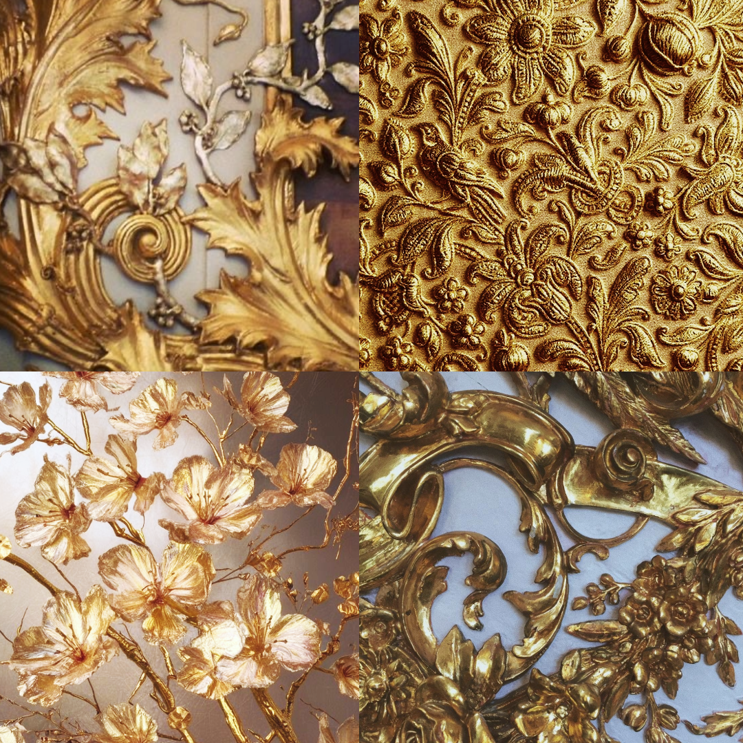 Golden Leaves Acrylic Almond Press On Nail