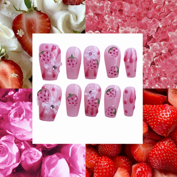 Strawberry Gummies Acrylic Coffin Press On Nail