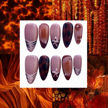 Burnt Orange Acrylic Almond Press On Nail