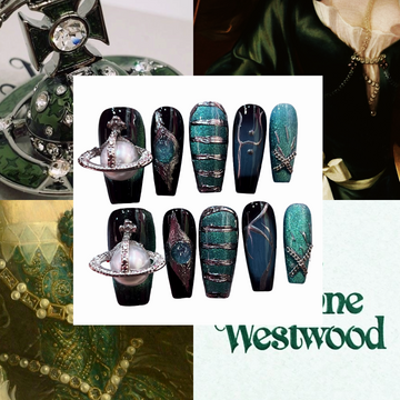 Green Royalty Acrylic Coffin Press On Nail - MaYonail Store