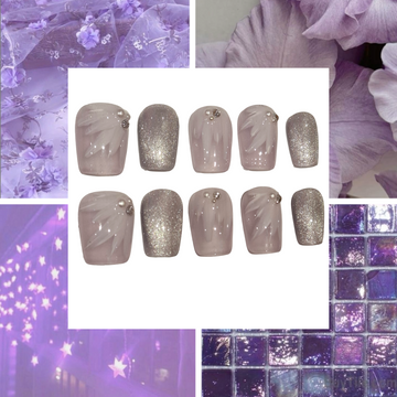 Lilac Sparkle Acrylic Square Press On Nail - MaYonail Store
