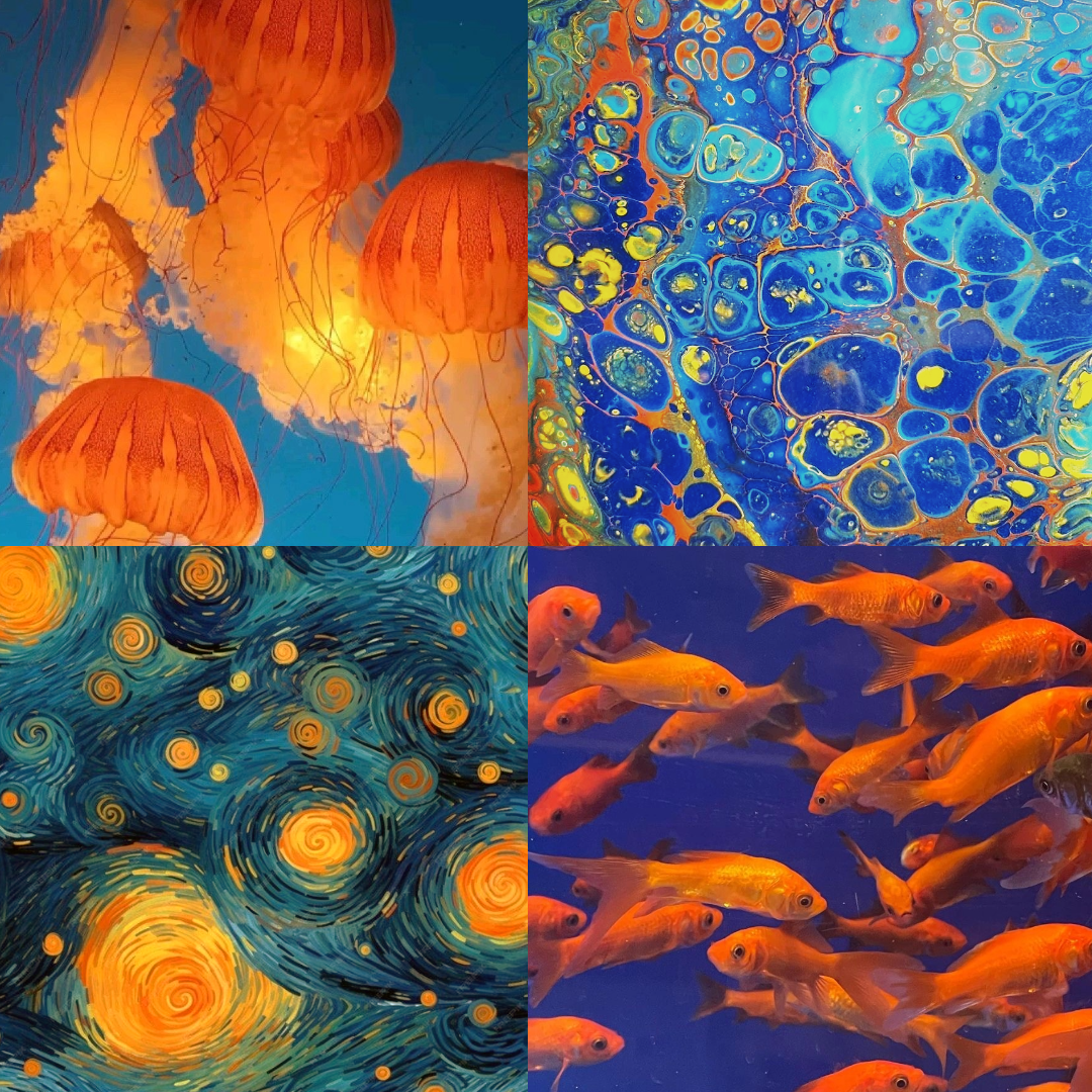 Blue sunburst Acrylic Almond Press On Nail