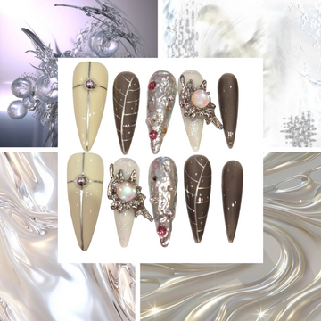 Colourful Chrome Acrylic Stiletto Press On Nail