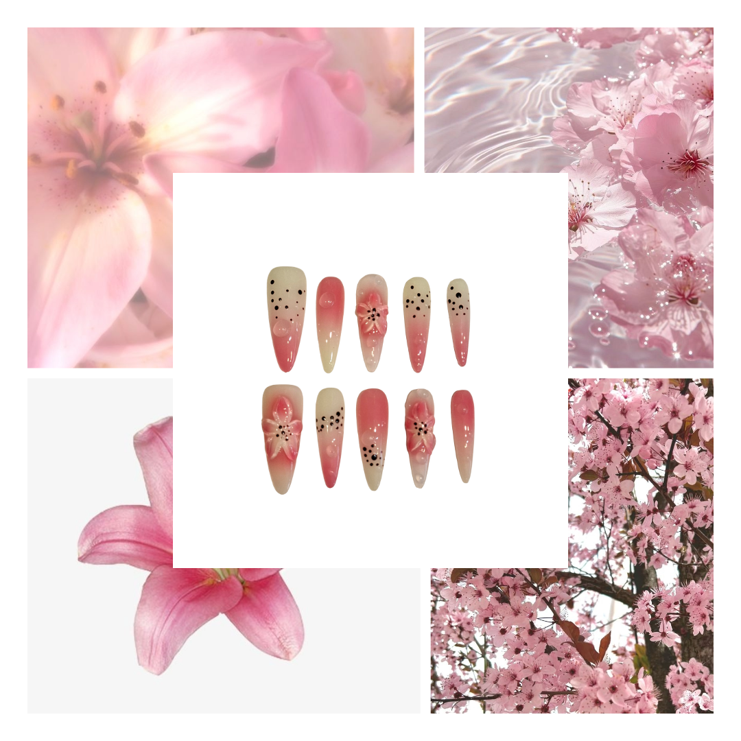 Cherry Blossom Acrylic Stiletto Press On Nail - MaYonail Store