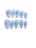Ice Heart Acylic Almond Press On Nail - MaYonail Store