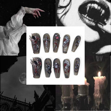 Gothic Vampire Acrylic Coffin Press On Nail