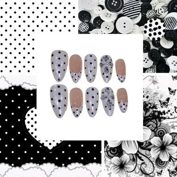 Polka Tips Acrylic Almond Press On Nail