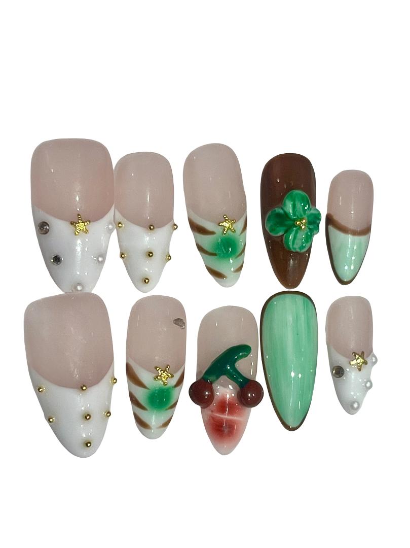 Mint Sundae Acrylic Almond Press On Nails