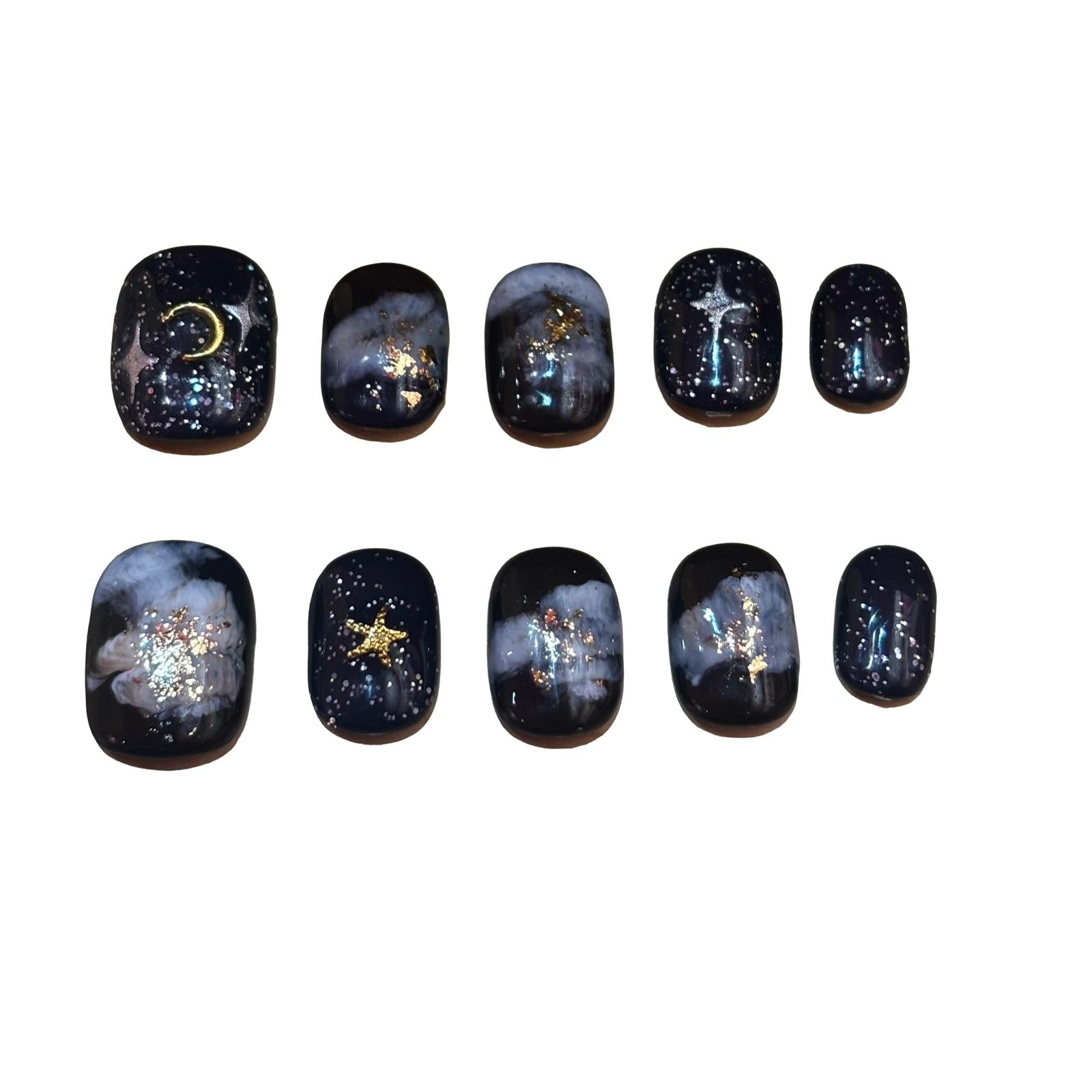 Midnight Moon Acrylic Square Press On Nail - MaYonail Store