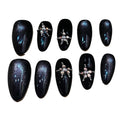 Black Star Bling Acrylic Almond Press On Nail - MaYonail Store