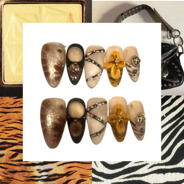 Safari Dreams Acrylic Almond Press On Nail