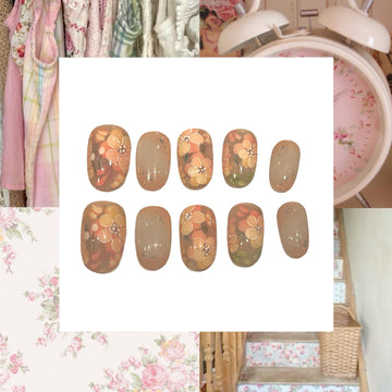 Spring Chic Acrylic Oval Press On Nail