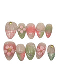 Floral Pearl Acrylic Almond Press On Nail (Copy) - MaYonail Store