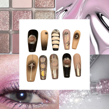 Glitter Chrome Acrylic Square Press On Nail - MaYonail Store