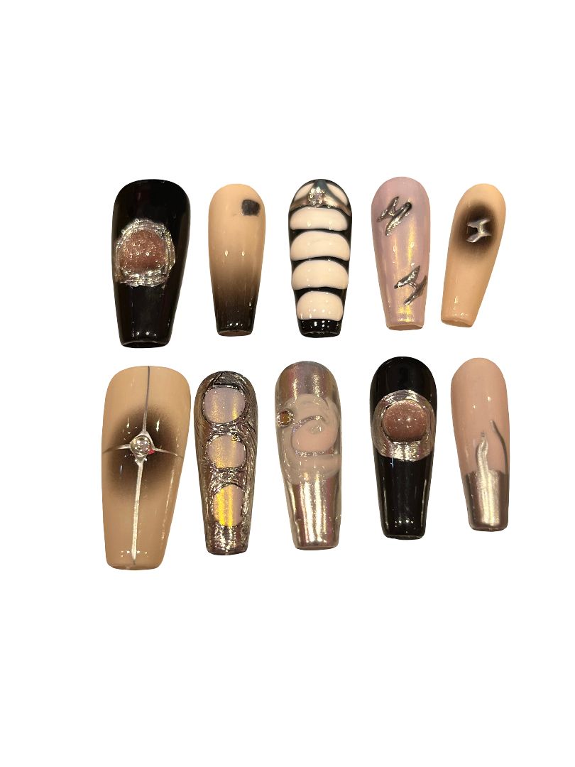 Glitter Chrome Acrylic Square Press On Nail - MaYonail Store