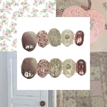 Pastel Garden Acrylic Round Press On Nail - MaYonail Store