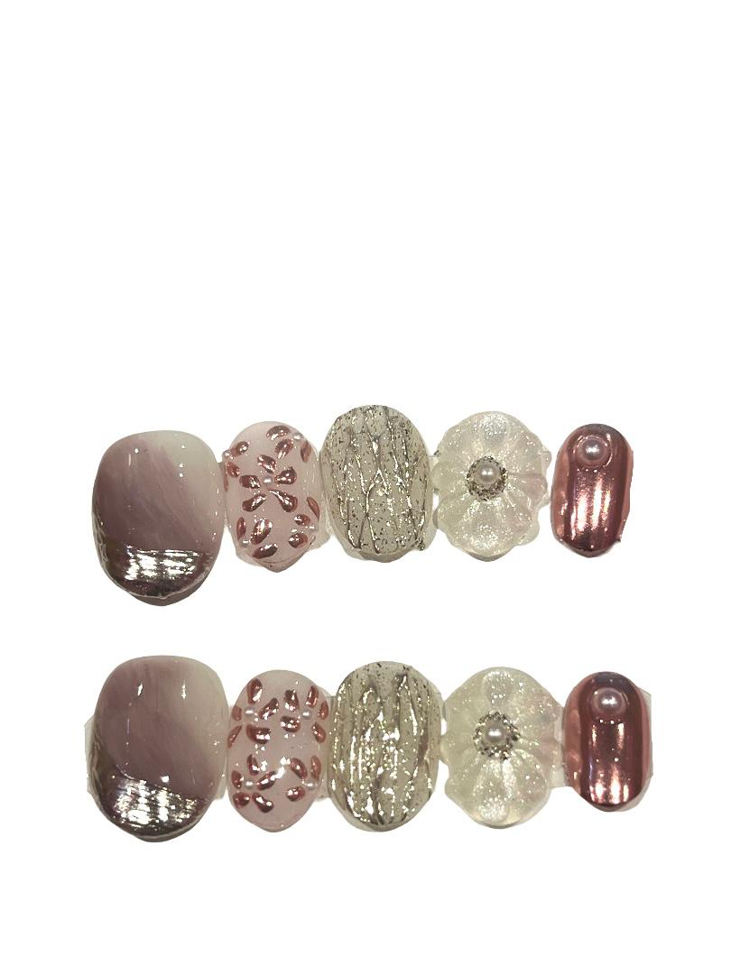 Pastel Garden Acrylic Round Press On Nail - MaYonail Store