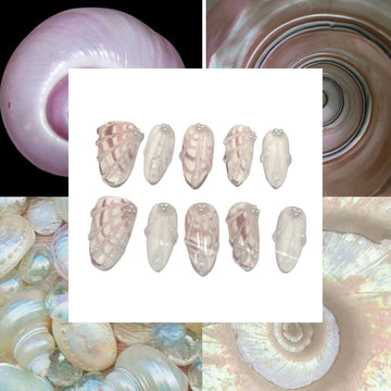 Shell Quartz Acrylic Almond Press On Nail