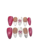 Pink Summer Acrylic Almond Press On Nail - MaYonail Store