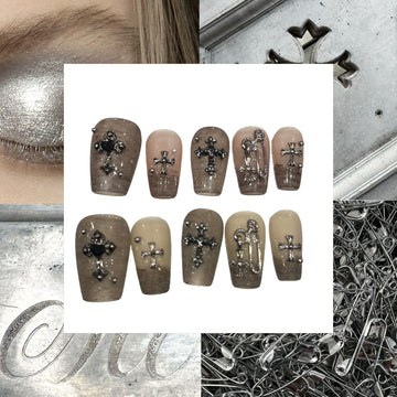 Safety Pin Acrylic Coffin Press On Nail - MaYonail Store