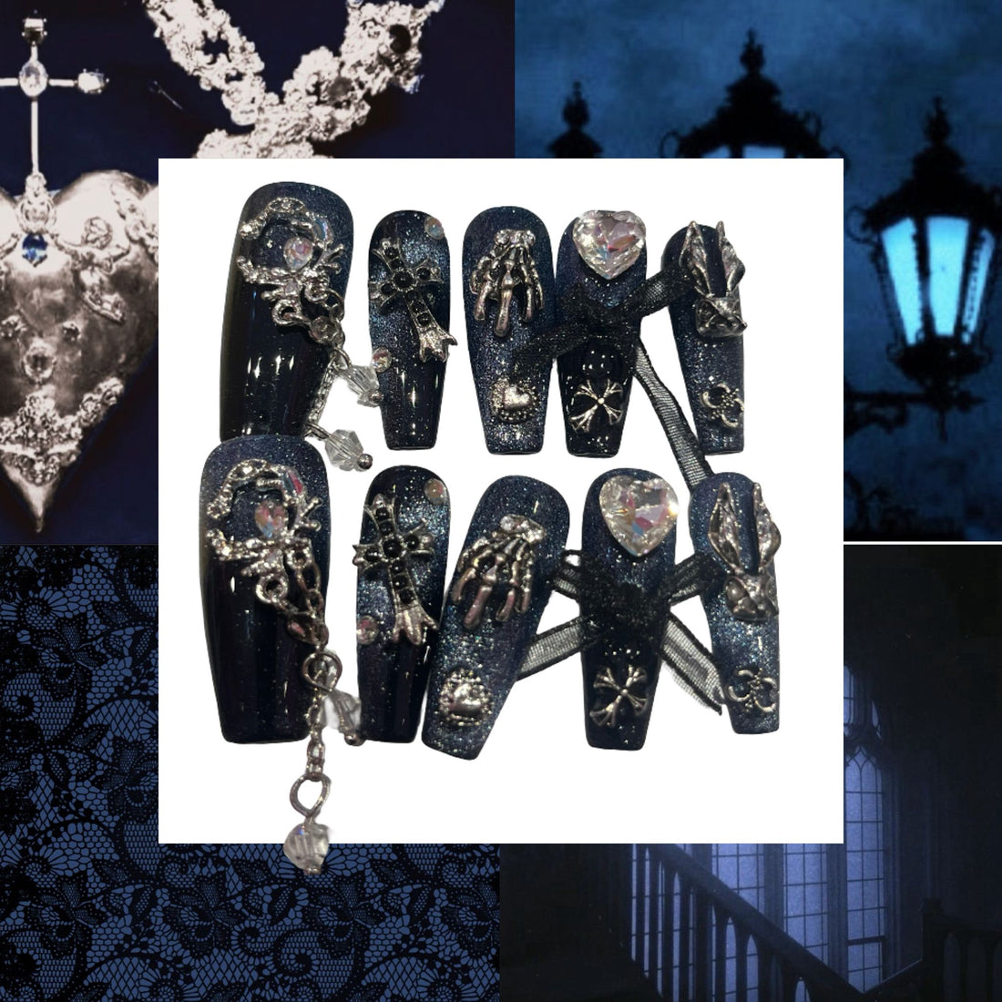 Blue Dusk Acrylic Coffin Press On Nail - MaYonail Store
