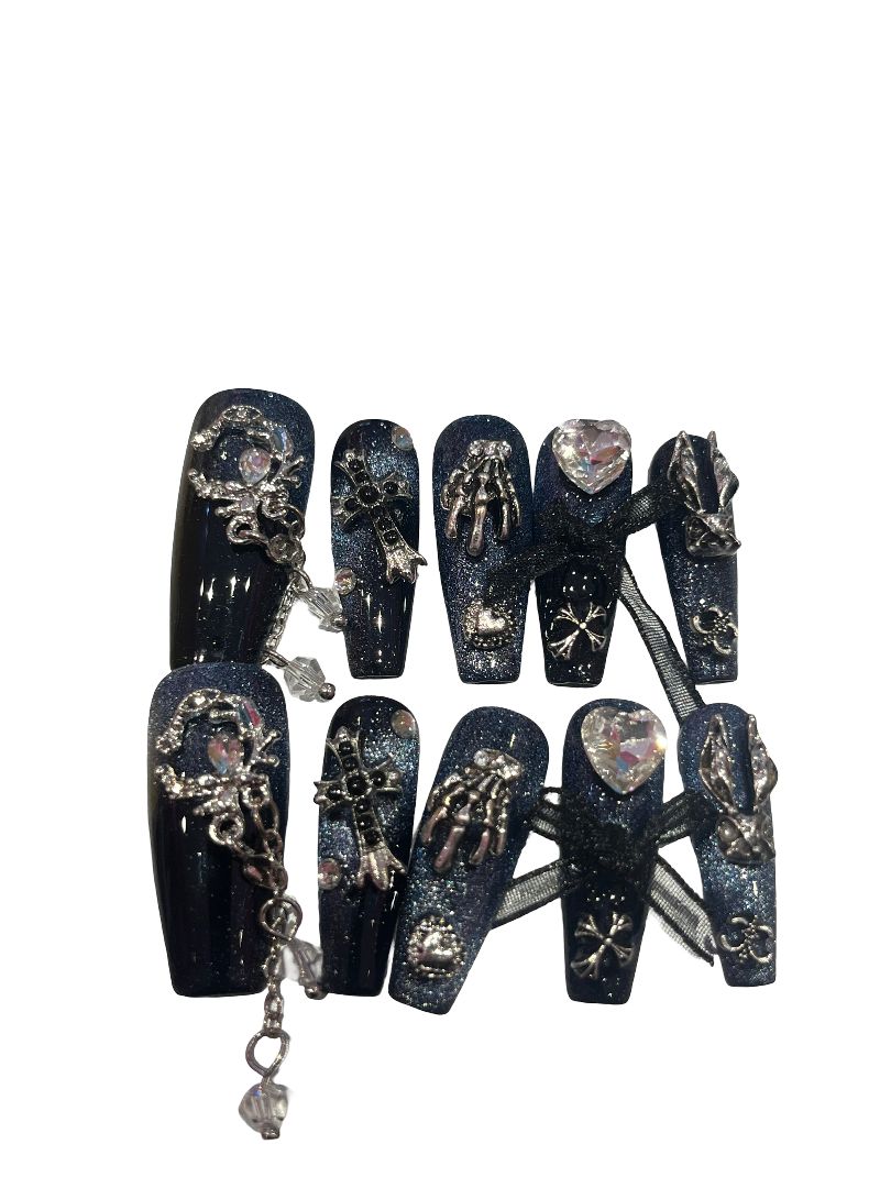 Blue Dusk Acrylic Coffin Press On Nail - MaYonail Store