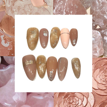 Petal Quartz Acrylic Almond Press On Nail