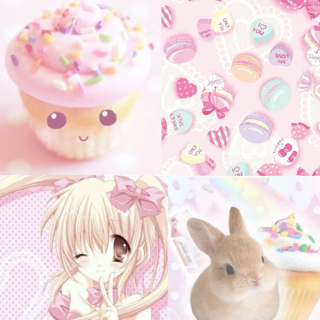 Kitty Cupcake Acrylic Square Press On Nail