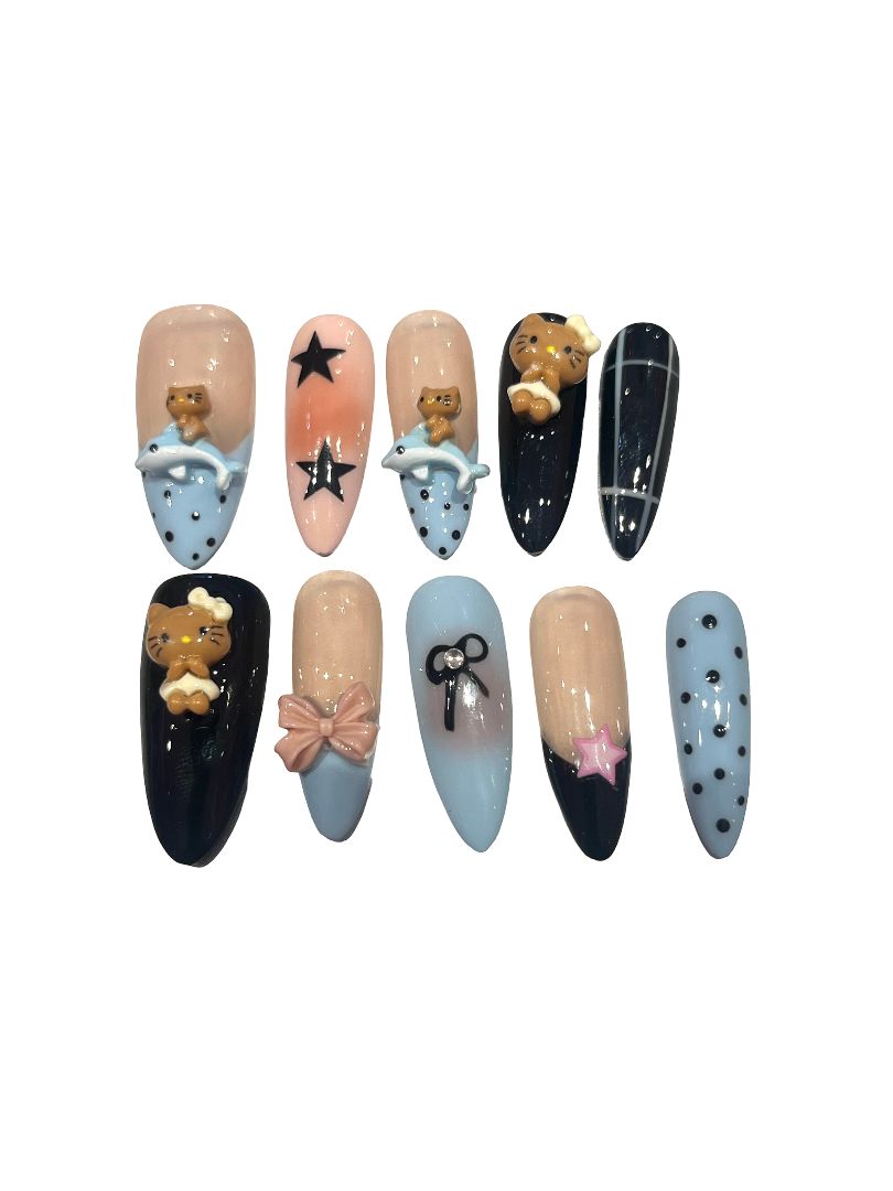 Dolphin Dreams  Acrylic Stiletto Press On Nail - MaYonail Store