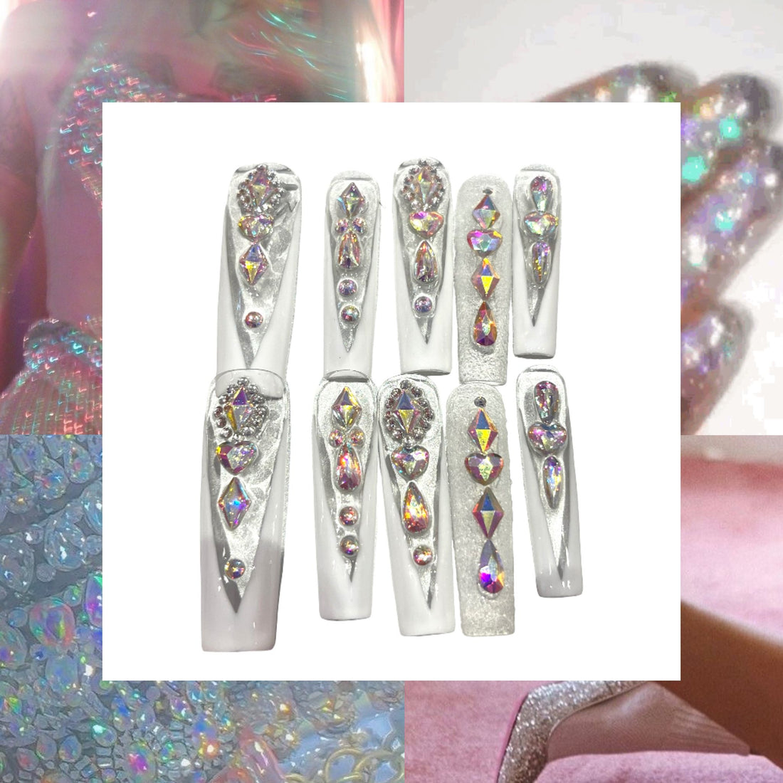 Glitter Glam Acrylic Square Press On Nail - MaYonail Store