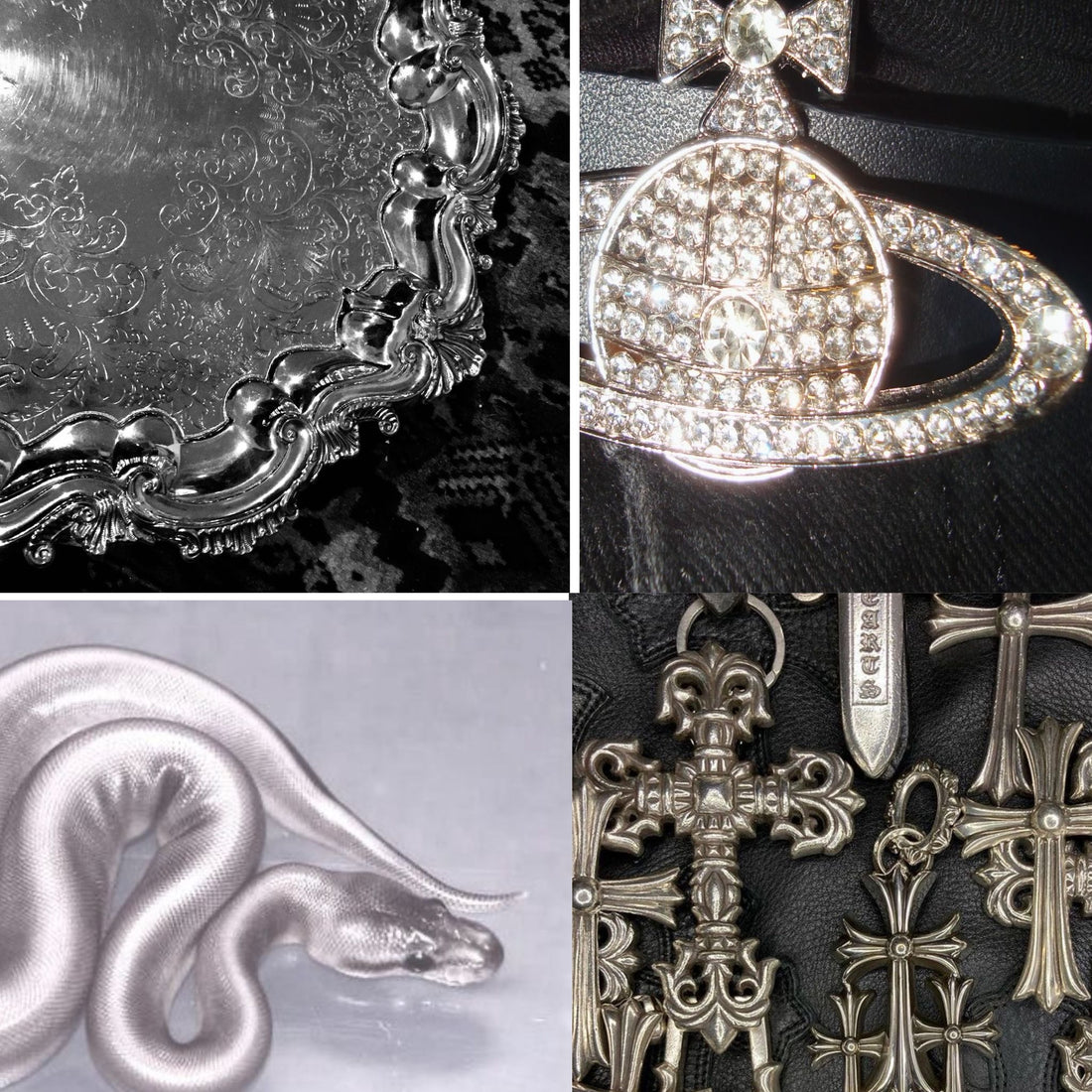 Silver Snake Coffin Press On Nail