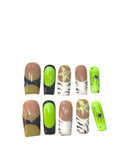 Zebra Lime Acrylic Square Press On Nail - MaYonail Store