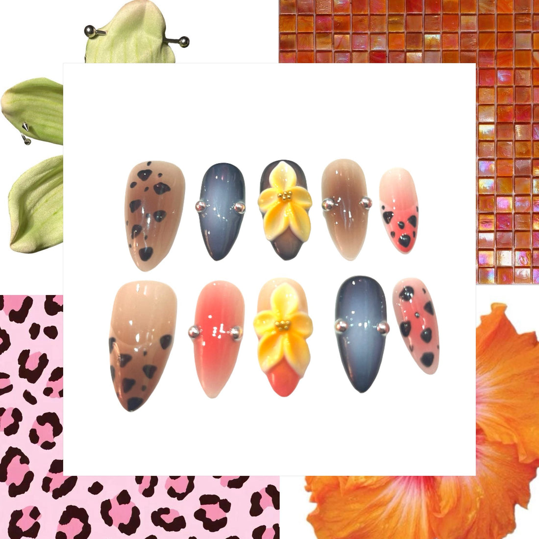 Silver Lily Acrylic Almond Press On Nail - MaYonail Store