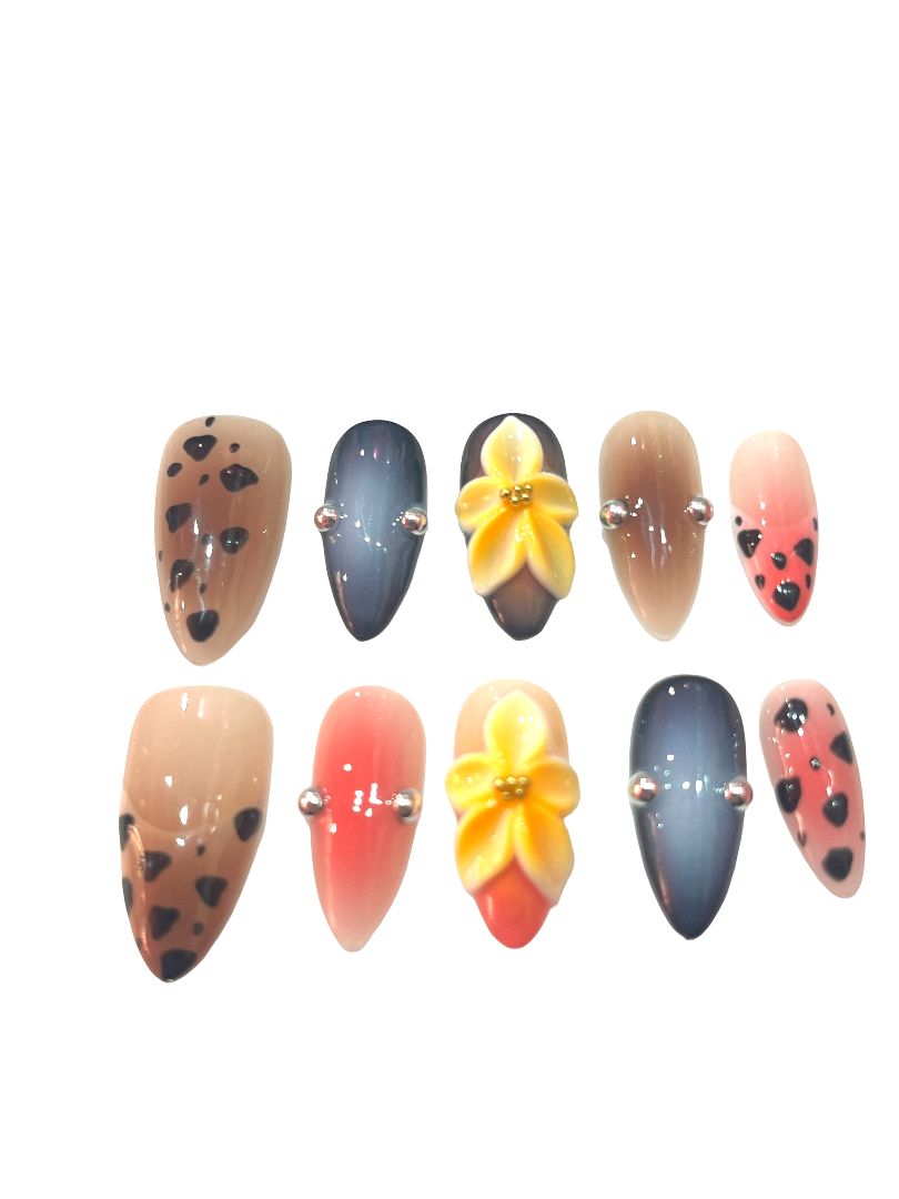 Silver Lily Acrylic Almond Press On Nail - MaYonail Store