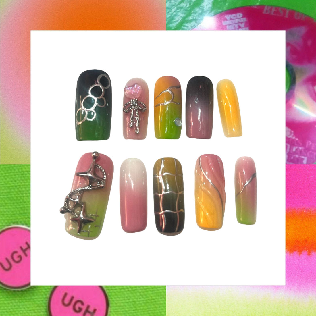 Prism Pop Acrylic Square Press On Nail - MaYonail Store