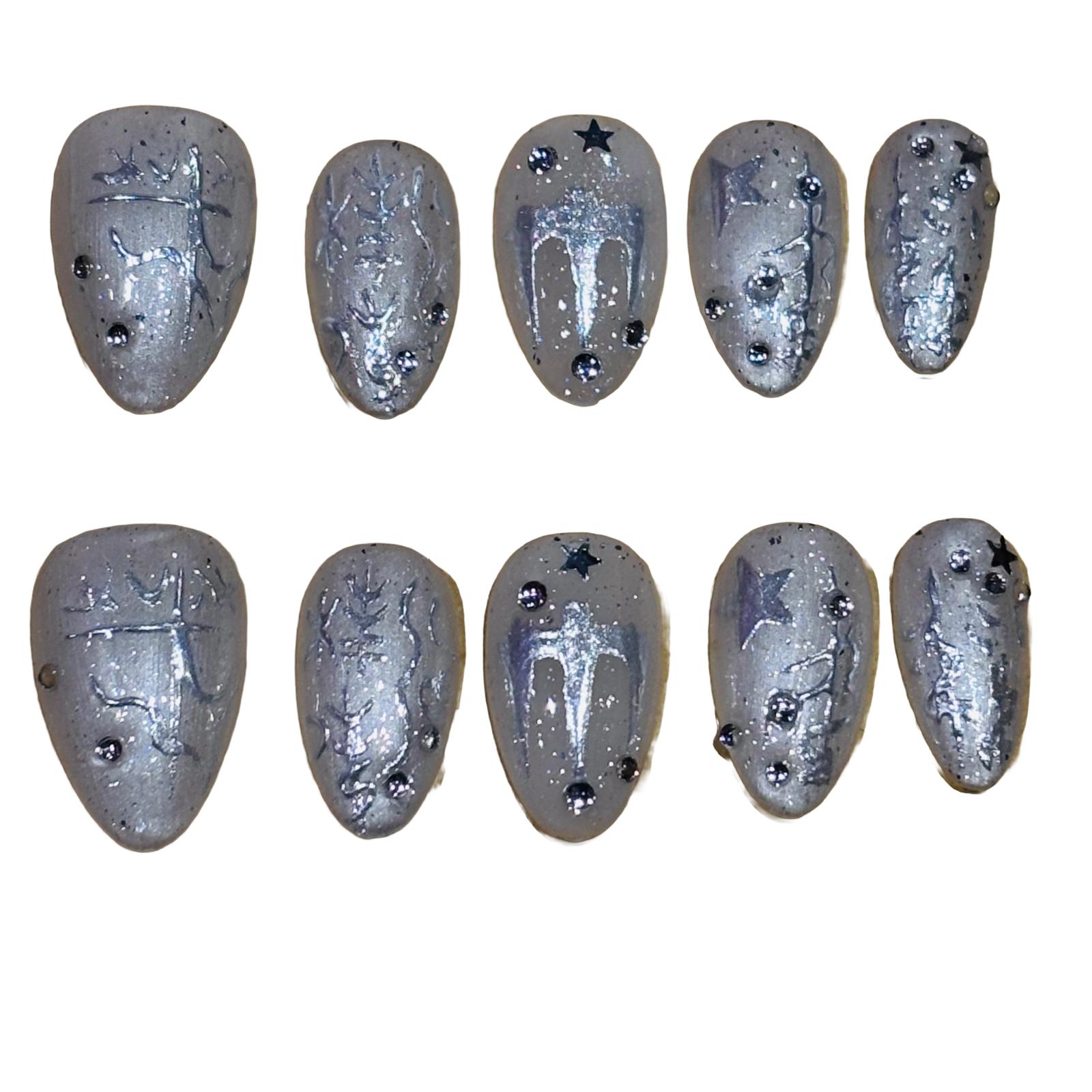 White Monster Acrylic Almond press On Nail - MaYonail Store