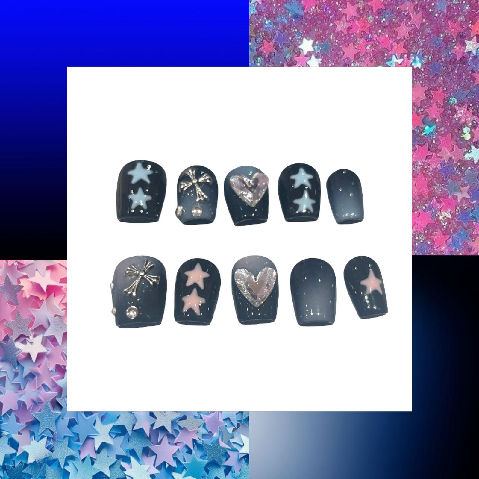 Pastel Stars Acrylic Square Press On Nail - MaYonail Store