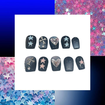 Pastel Stars Acrylic Square Press On Nail - MaYonail Store