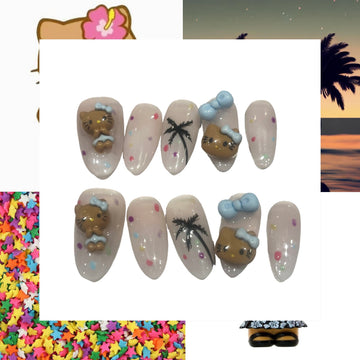 Kitty Confetti Acrylic Almond press On Nail - MaYonail Store