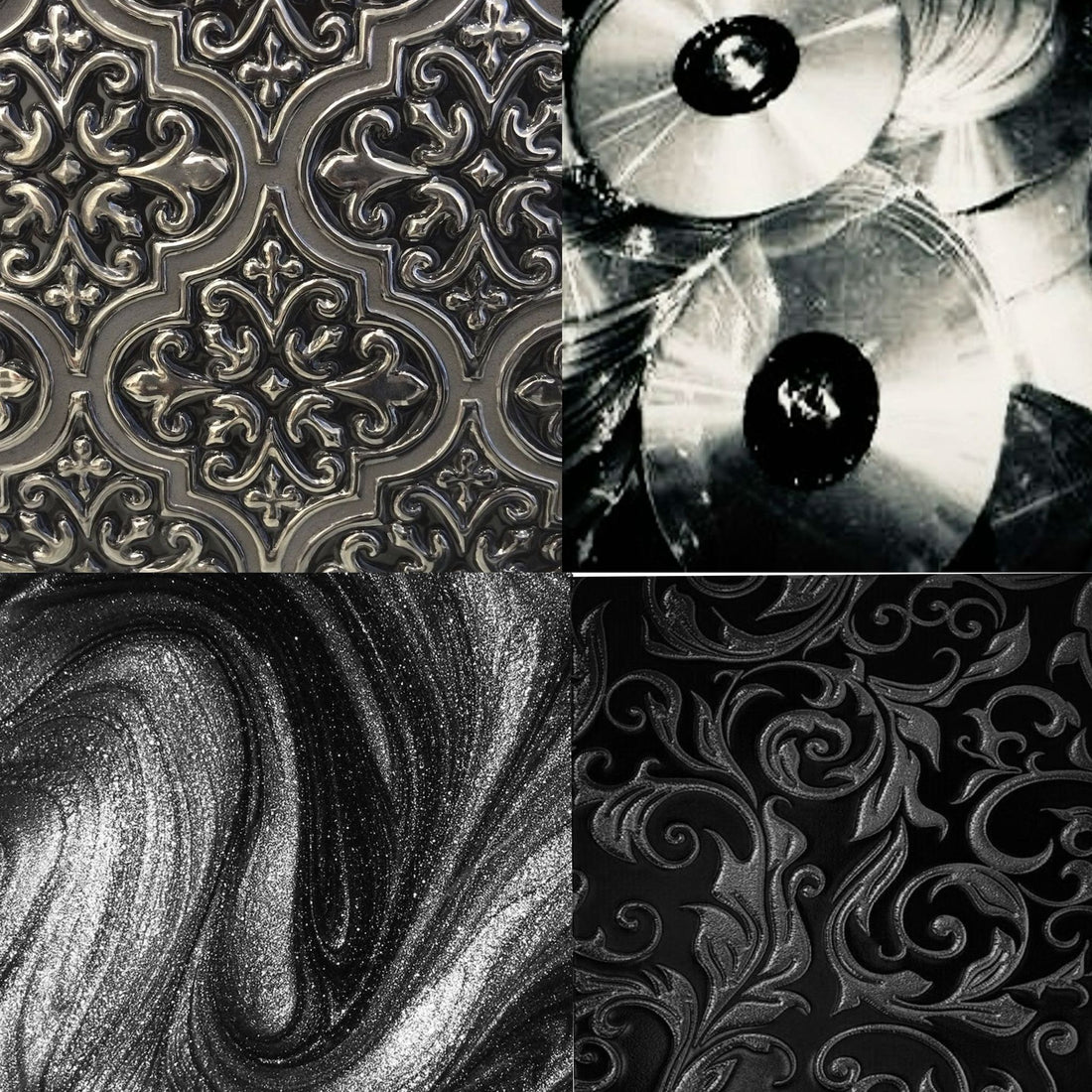 Silver Swirls Acrylic Square Press On Nail