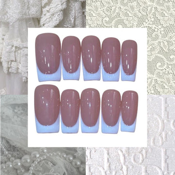 Simple French Acrylic Square/stilleto Press On Nail Y53 Y43