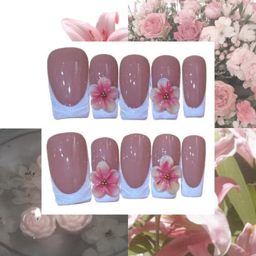 Water Lily Acrylic Square press On Nail Y107