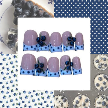 Blueberry Tart Acrylic Square press On Nail Y8