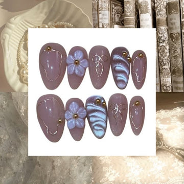Pearly Elegance Acrylic Almond press On Nail Y208