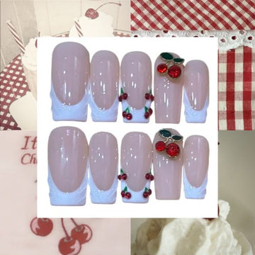 Cherry Pop Acrylic Square press On Nail Y110