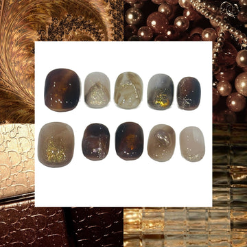Fossil Abstract Acrylic Square press On Nail L192