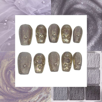 Purple Mirage Acrylic Square press On Nail L182