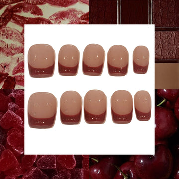 French Red Acrylic Square press On Nail L200